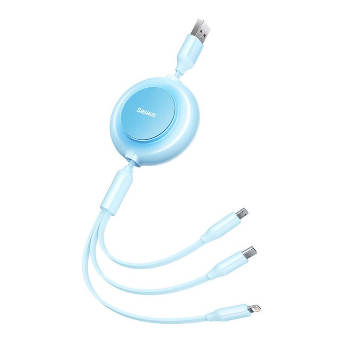 Baseus Bright Mirror 2 Usb 3w1 , Micro Usb / Lightning / Usb-C, Plaski, 3.5a, 1.1m (Blekitny)