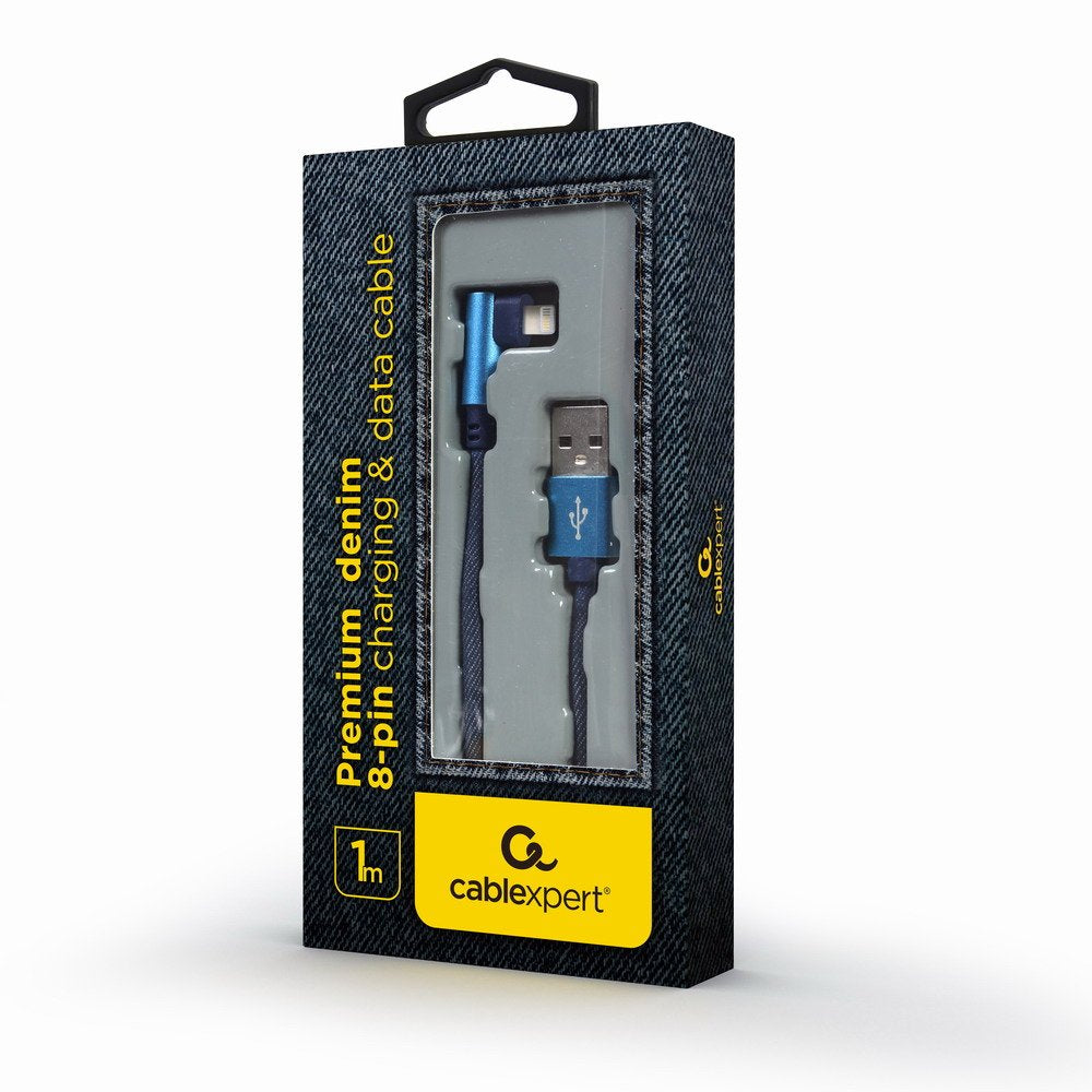 Gembird Premium Jeans Denim  Usb 8-Pin 1m Blue Angled