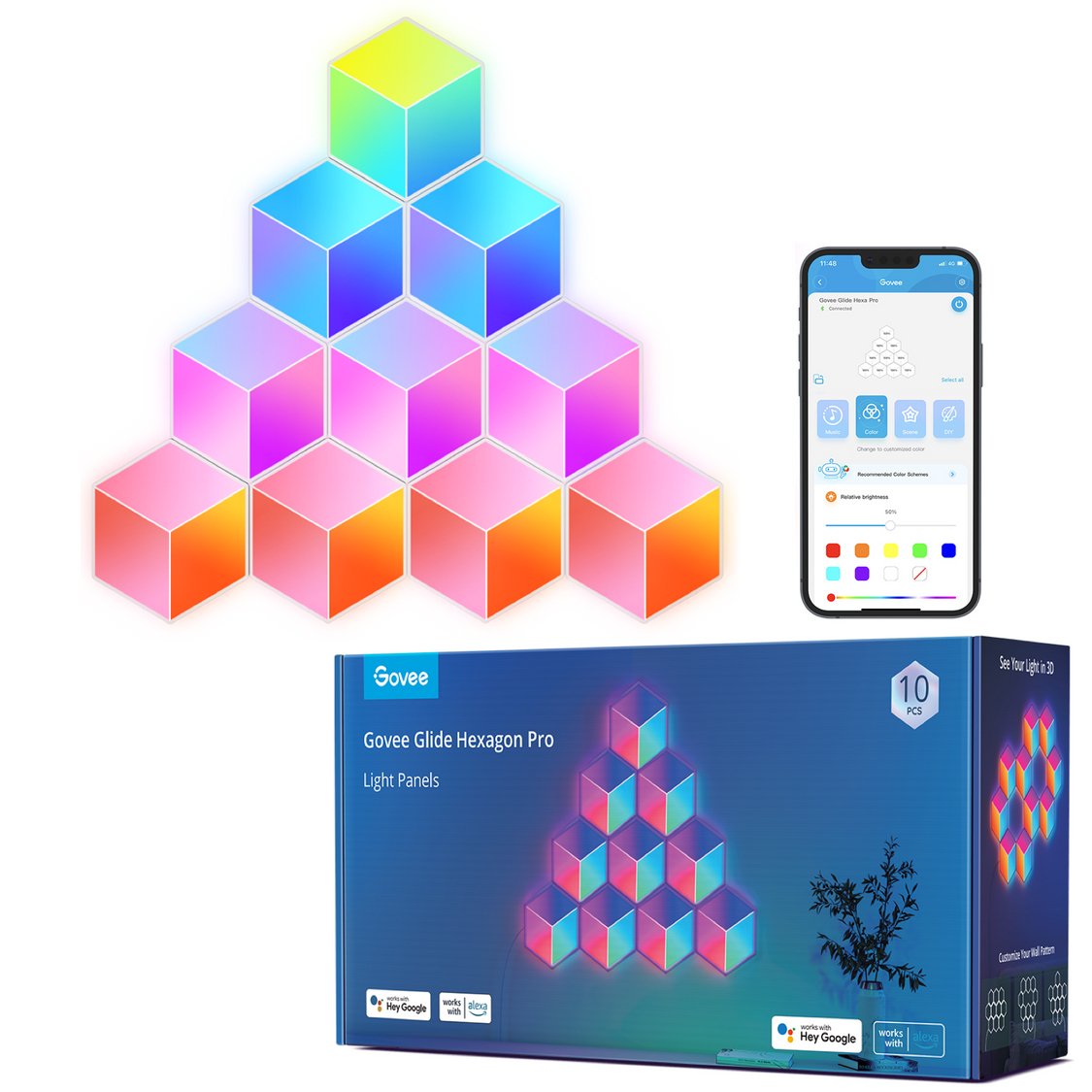 EAN 6974316992158 - Govee Glide Hexa Pro Luz de pared inteligente Wi-Fi/Bluetooth 72 W imagen 1