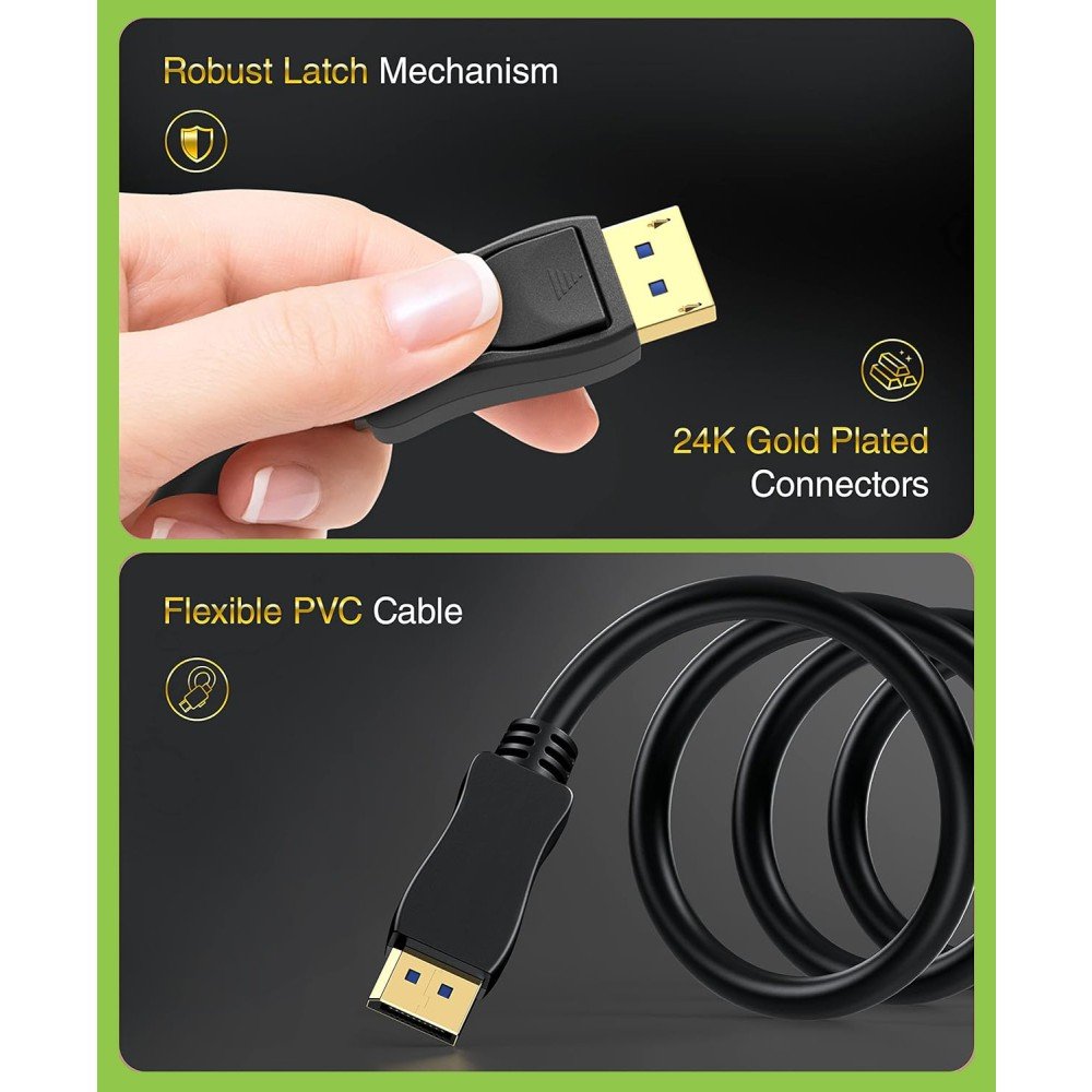 Techly Displayport 2.1 Audio Video Cable M M 4k 2m Black