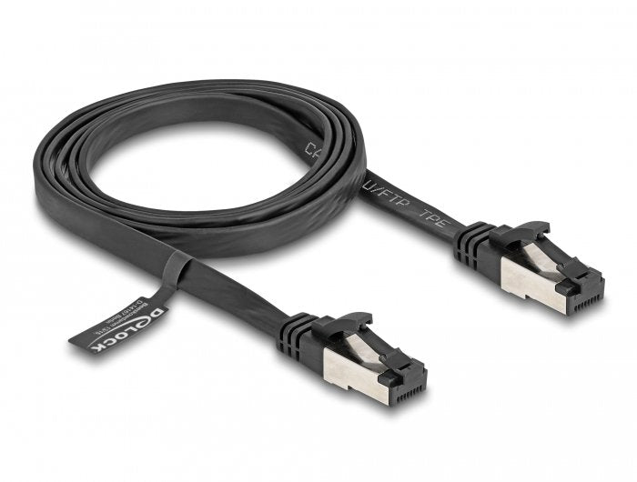 Delock Rj45 Flachband Cable De Red Macho A Macho Cat.8.1 Flexibel 1 M Negro