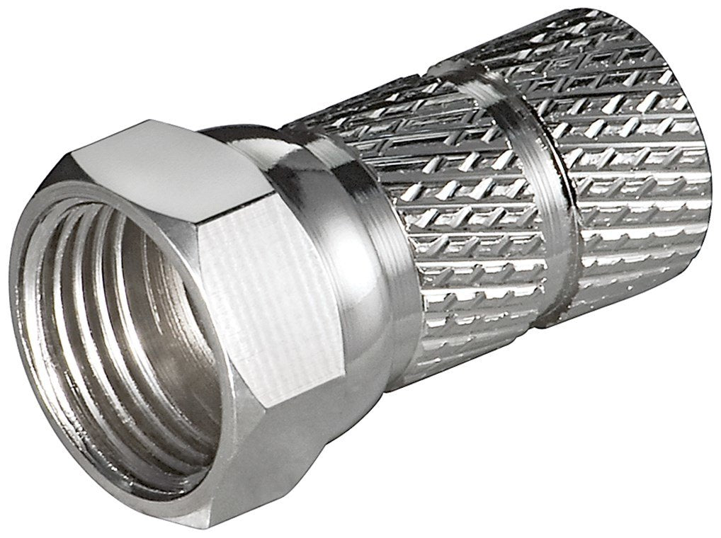 Twist-On F-Plug Connector 6.5 Mm - Copper-Nickel, Big Nut