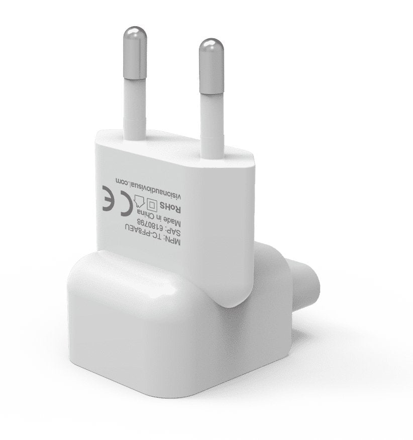 Adaptador Duckhead-Ue De Instalacin Profesional De Vision Apto Para Fuente De Alimentacin Apple Garanta Durante Toda La Vida Til Del Producto Se Adapta A La Toma C7, Tipo 8, De La Fuente De Alimentacin Apple Enchufe Schuko Cee 7/7 Para La U