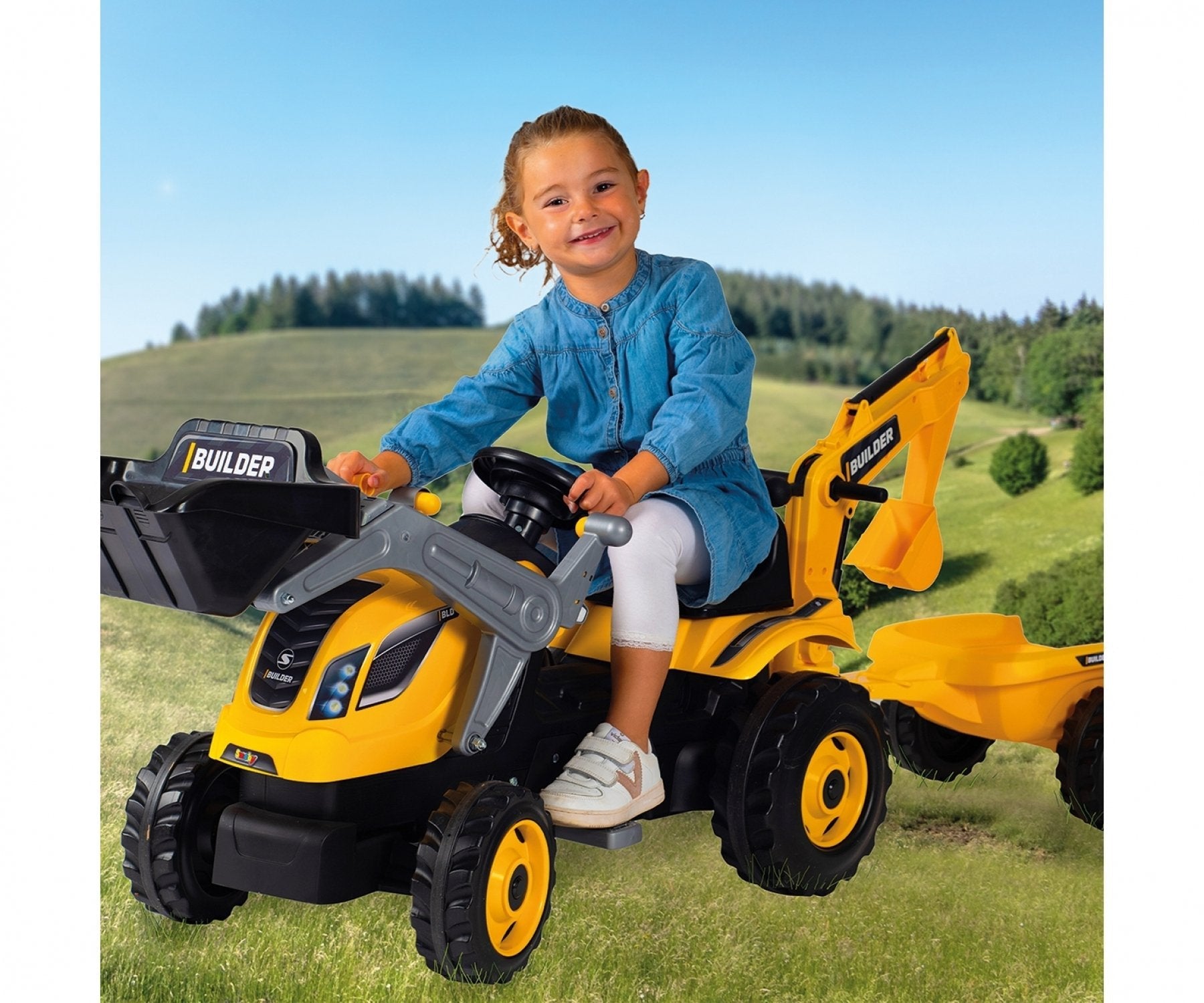 Smoby Traktor Builder Max Con Remolque, Vehículo Infantil Amarillo 7600710304