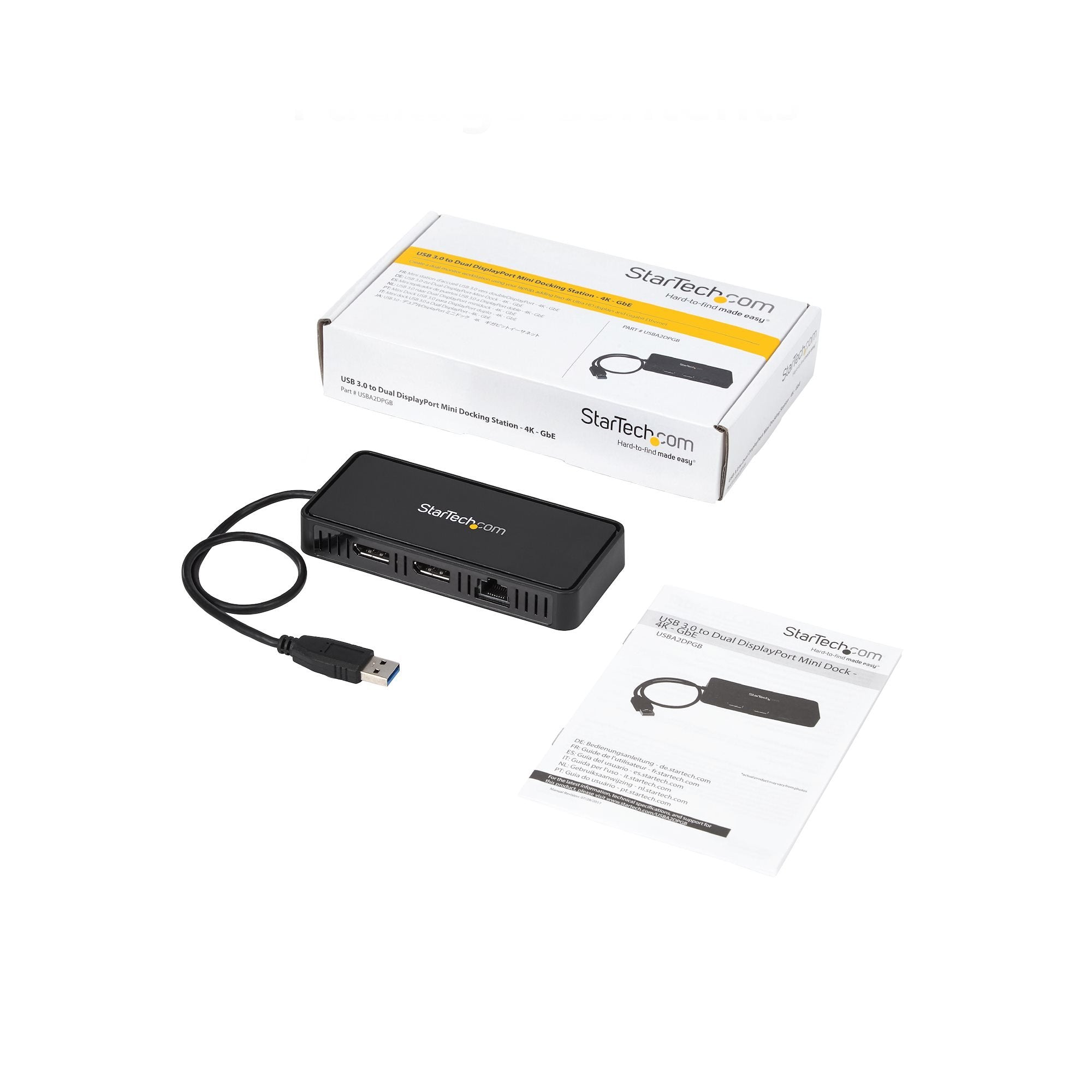 Startech.Com Mini Dock Usb A Displayport Doble Con Lan Gbe - 4k Doble De 60hz