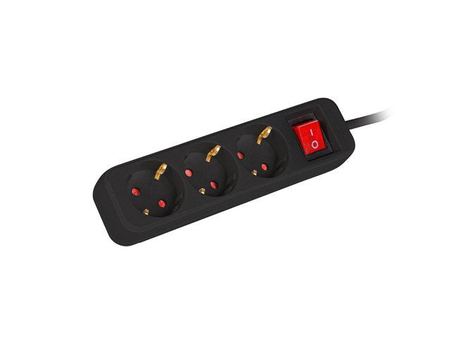 Regleta Lanberg 3 Tomas Schuko Con Protecion Negra 1.5m