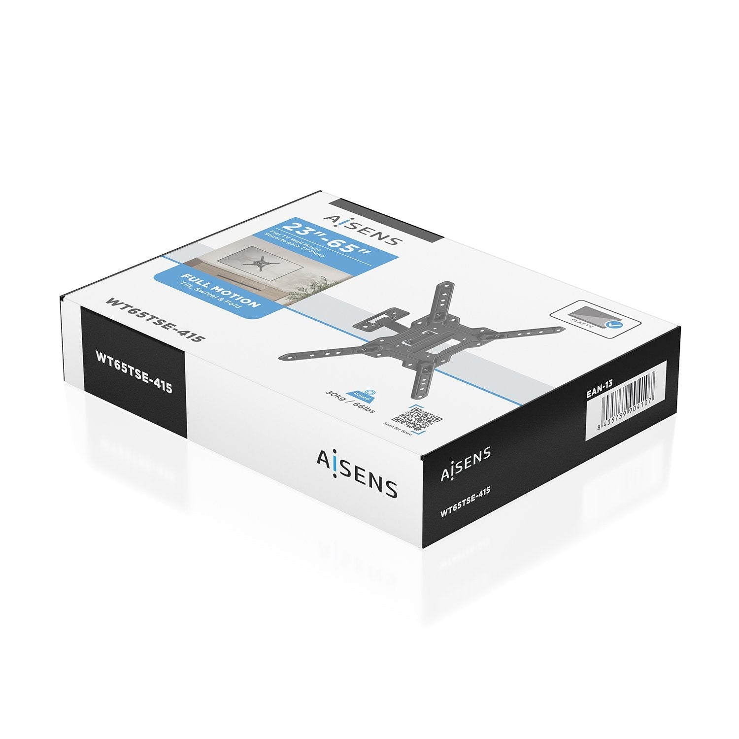 Aisens Soporte Eco Giratorio, Inclinable Para Monitor/Tv 30kg (2 Pivotes) De 23-65, Negro