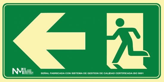 Archivo 2000 Señal "Salida De Emergencia Izquierda" 160x320 Pvc Verde