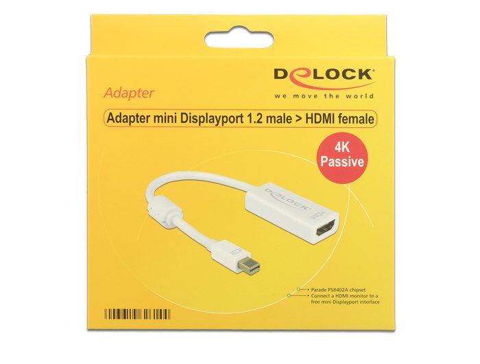 Delock Adaptador Displayport 1.2 Macho > Dvi 24+5 Hembra Blanco 4k Passiv