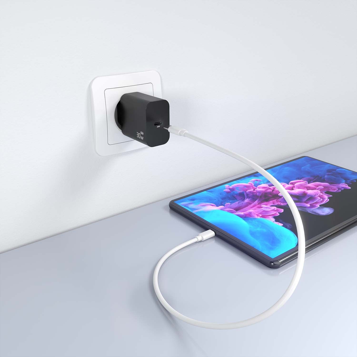Aisens Cargador Gan 30w, 1xusb-C Pd3.0, Negro