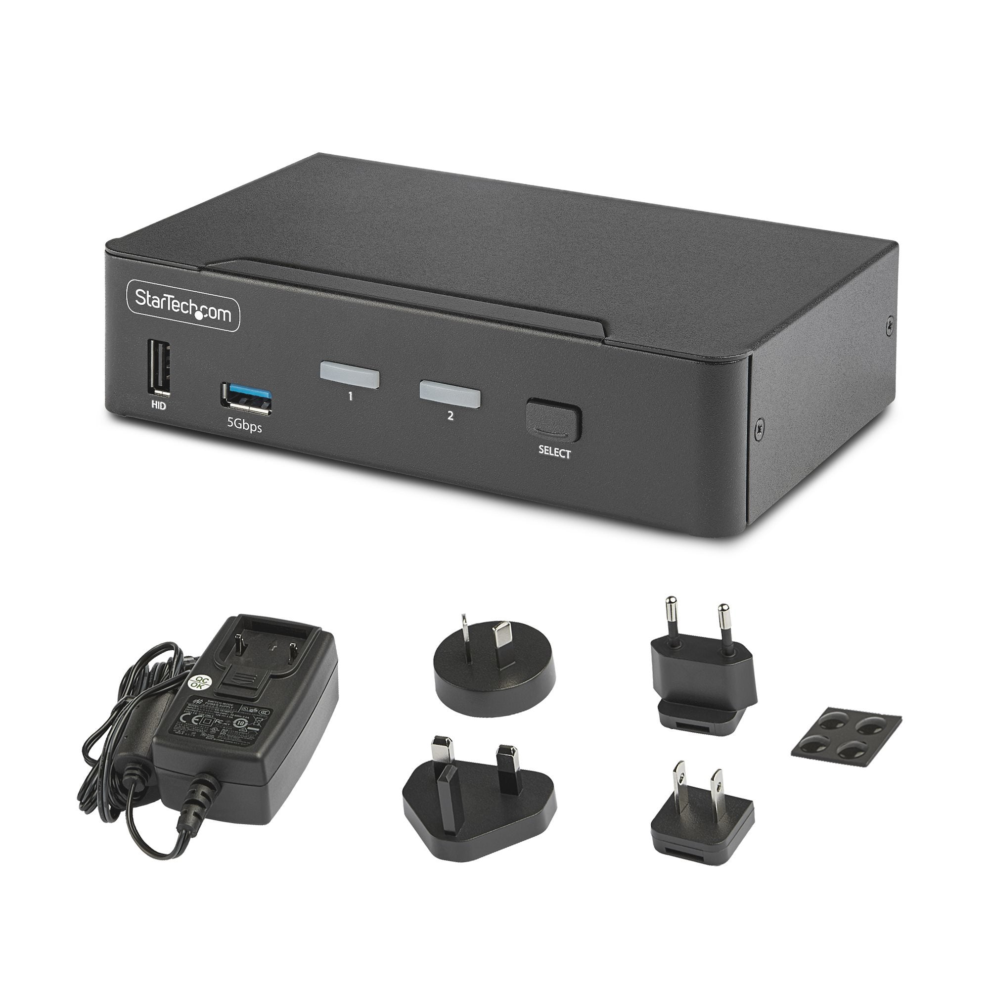 Startech.Com Switch Conmutador Kvm Displayport De 2 Puertos - 8k60/4k144 - Para Un Monitor - Dp 1.4 - 2x Usb 3.0 - 4x Usb 2.0 Hid - Conmutado Por Botones Y Teclas De Acceso Rápido - Taa