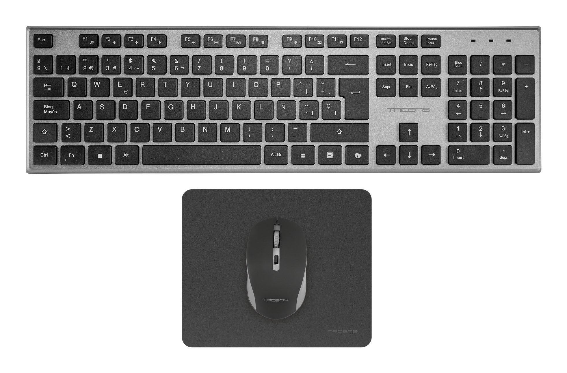 Teclado Mouse Y Alfombrilla Wireless Tacens Zenithwpt Low Profile Tecla Copilot 3200dpi Negro Portug