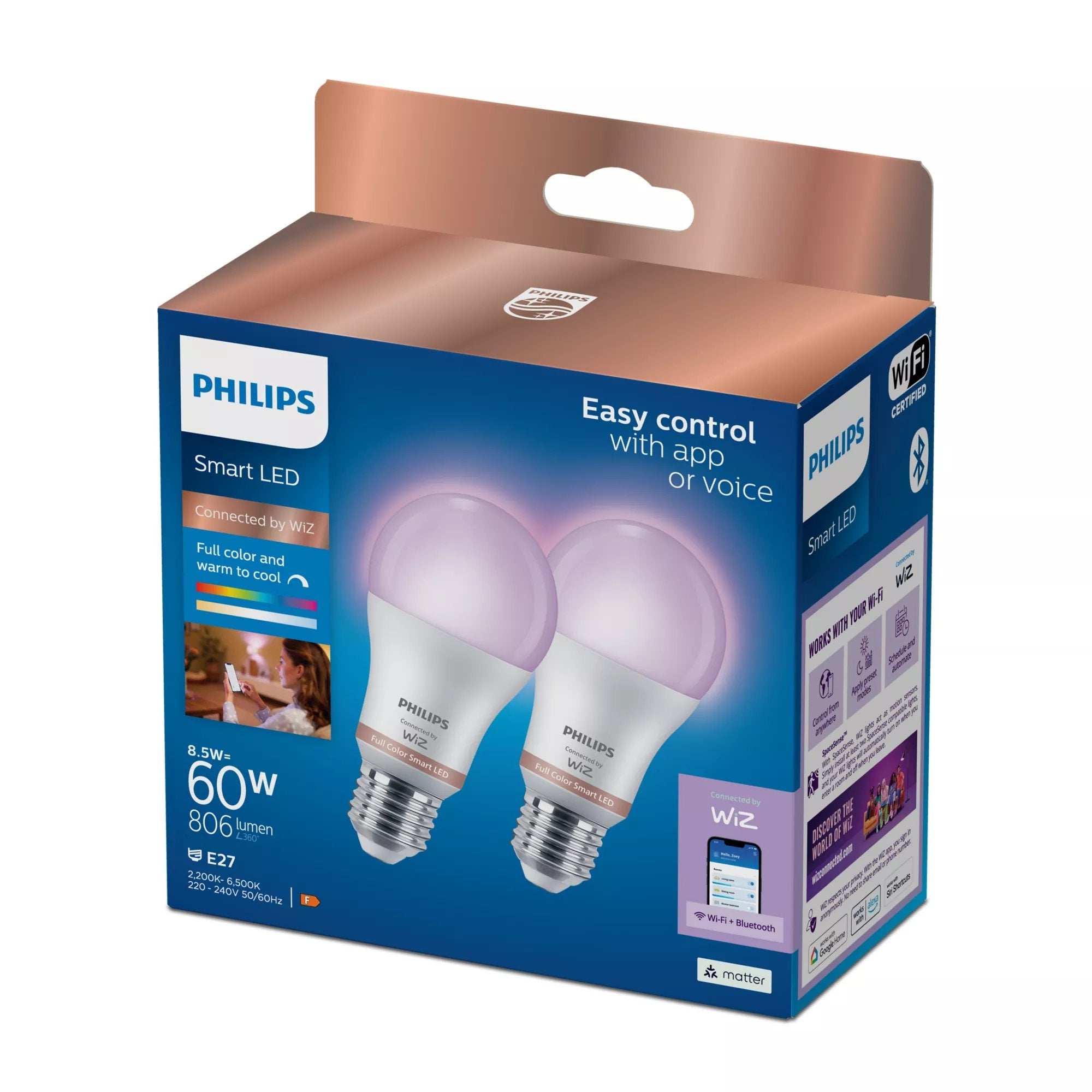 Philips Bombilla 8,5 W (Equiv. 60 W) A60 E27 X2