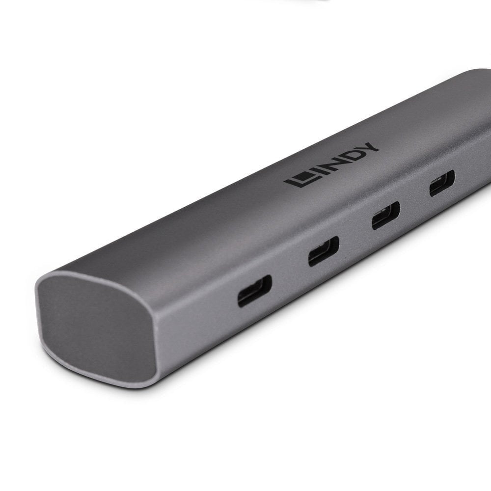 Lindy 43384 Hub De 4 Puertos Usb Tipo C 10000 Mbit/S Gris