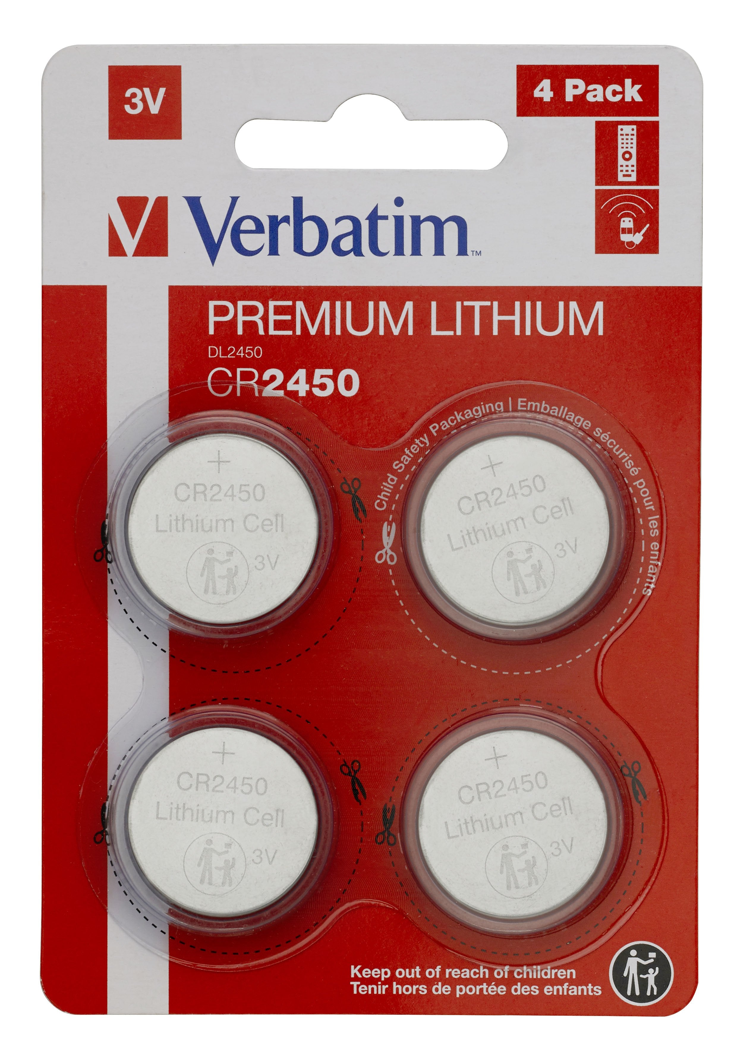 Verbatim Pilas Planas De Litio 3v - Cr2450 Blister 4 Ud