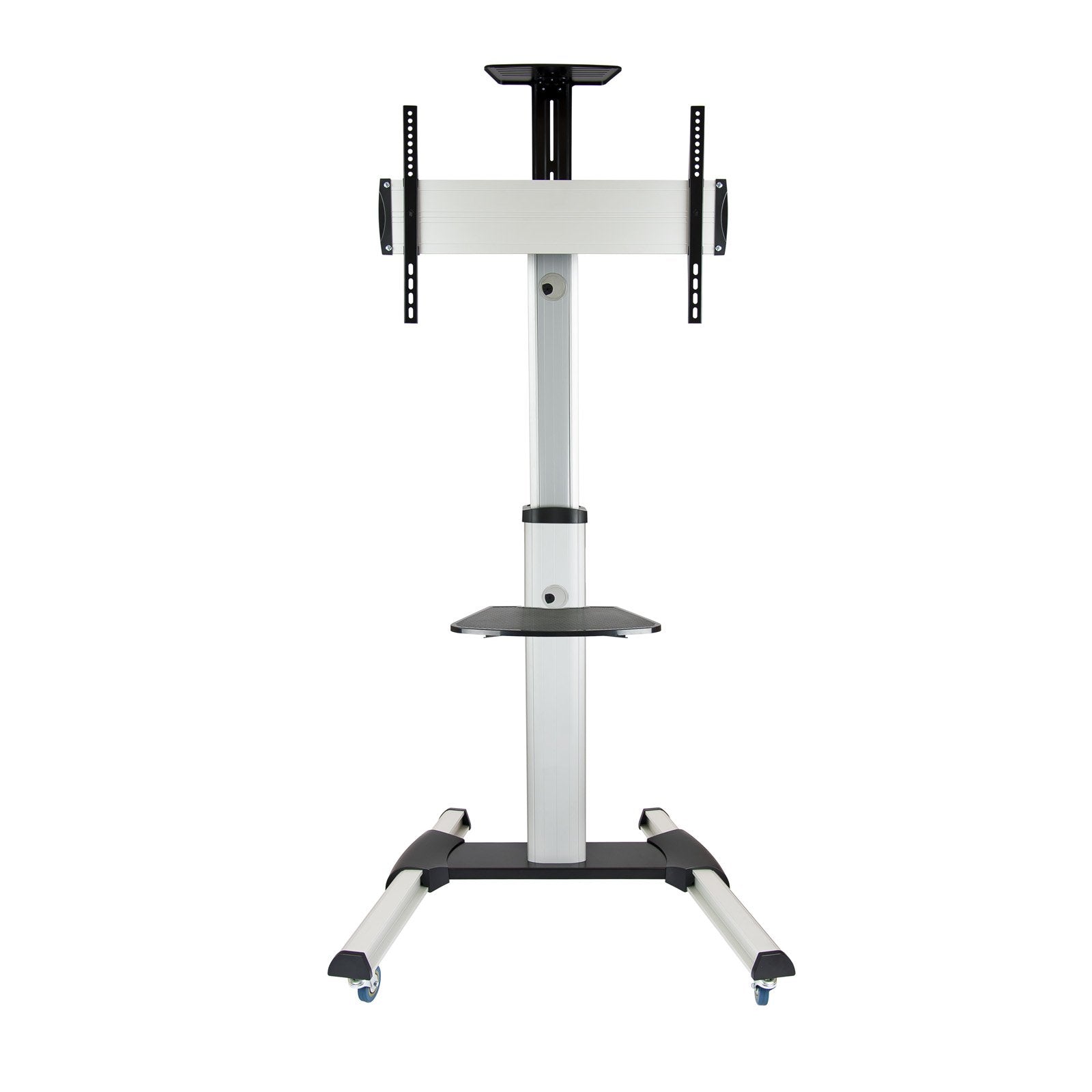 Tooq Soporte De Pantalla De Suelo Con Ruedas 37"-70" - Bloqueo De Ruedas - Dos Estantes - Gestion De Cables - Peso Max