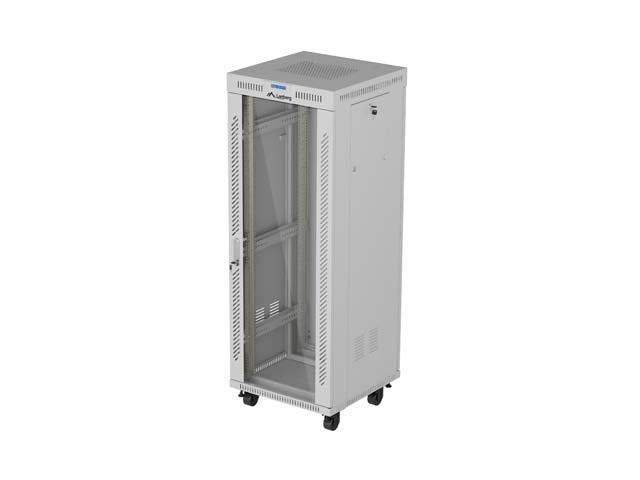 Lanberg Rack Cabinet 19" Free-Standing 32u 600x600 Flat Pack With Glass Door Lcd Grey V2