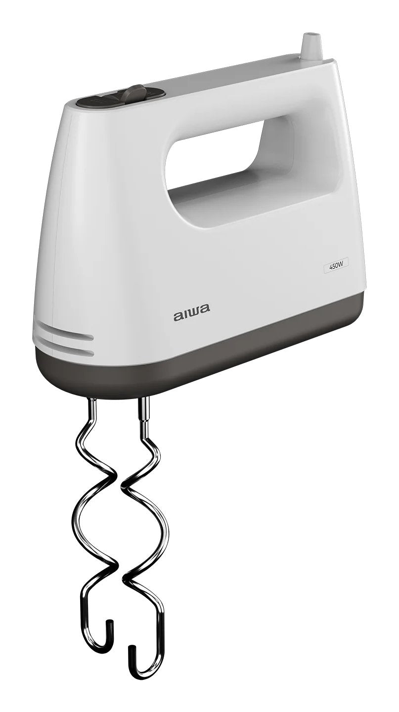 Batidora De Reposteria Aiwa Tesaberu Ahx-600 450w 5 Velocidades Turbo 2 Varillas 2 Ganchos Acero