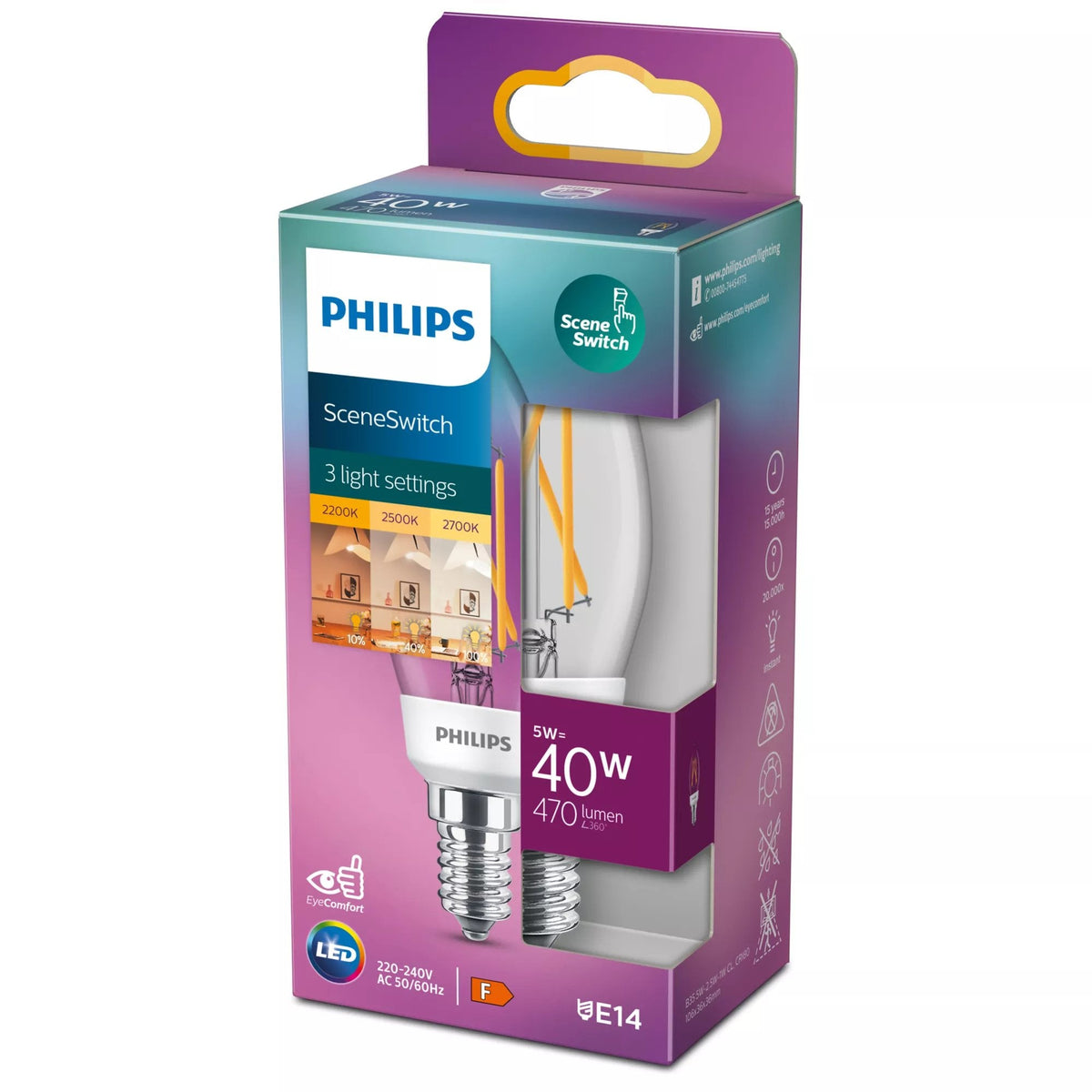 Philips Zarówka Led Classic Scene Switch 40w B35 E14 Ww Clnd 1srt4