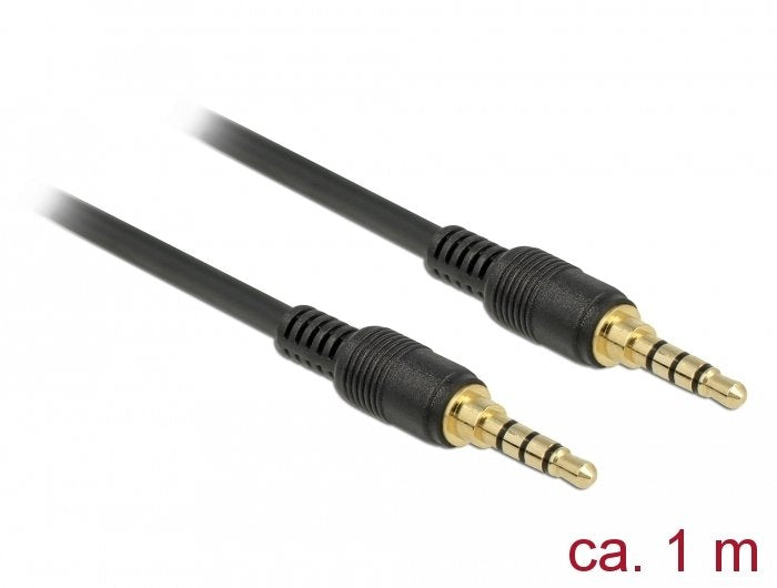 Delock Klinkencable 3,5 Mm 4 Pin Stecker Zu Stecker 1 M Schwarz