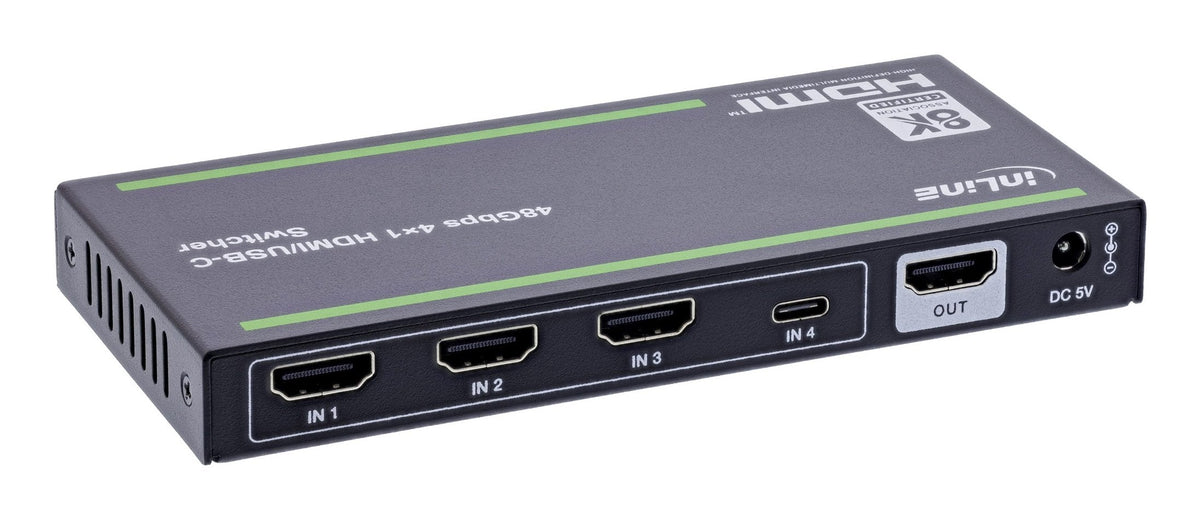 Inline Video Switch, 4x1 , Hdmi 8k/60hz, 3xhdmi + 1x Usb-C, 48gb/S