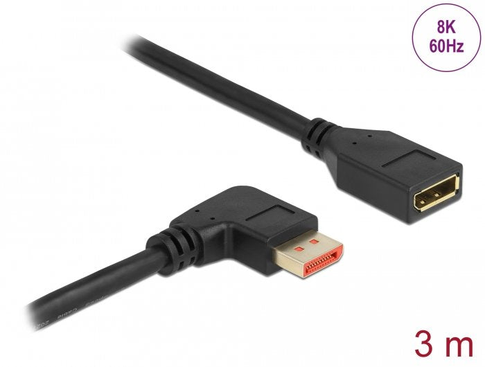 Delock Alargador Displayport Macho 90° Derecha Angular A Hembra De 8k 60 Hz 3 M