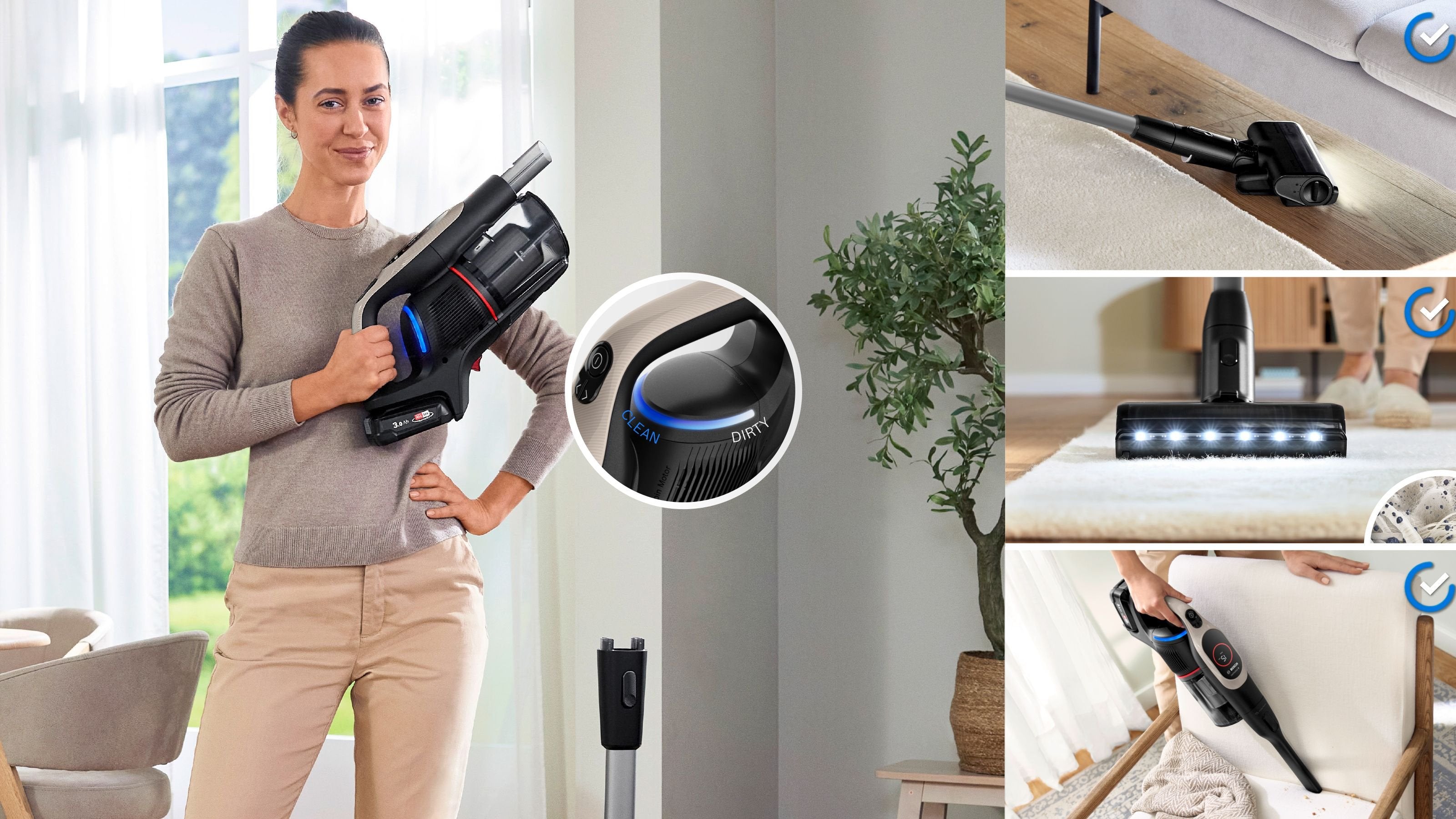 Aspiradora  Bosch Bcs931gac De Pie Y Escoba Eléctrica Aspiradora Escoba Batería Secar Hepa Sin Bolsa 0,4 L Grafito 3 Ah