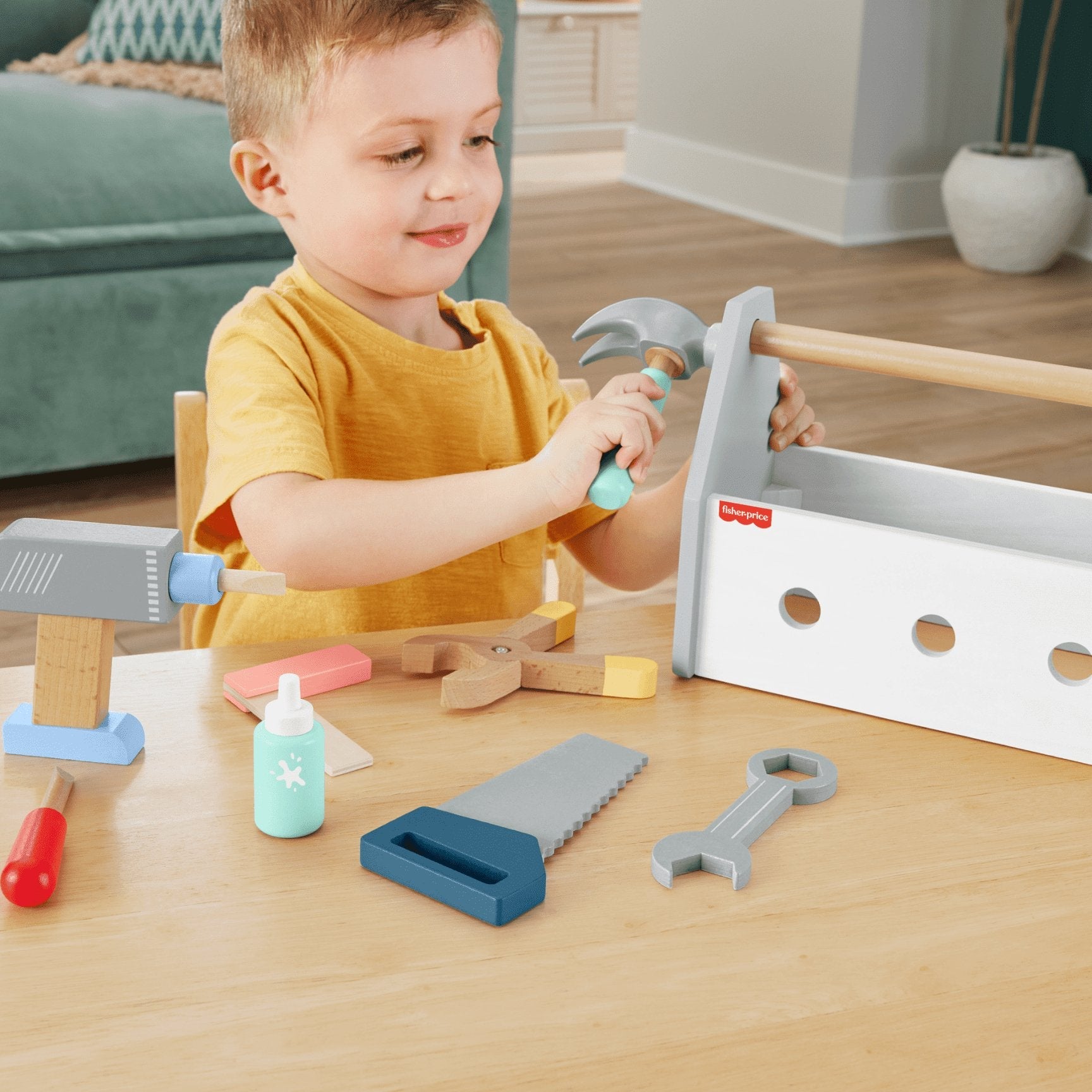 EAN 0194735246076 - Fisher-Price Wooden Tool Box Set imagen 4