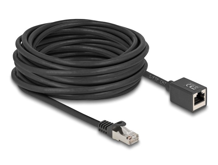 Delock Netzwerk Verlängerungscable Rj45 Stecker Zu Rj45 Buchse Cat.6a S Ftp 10 M Schwarz