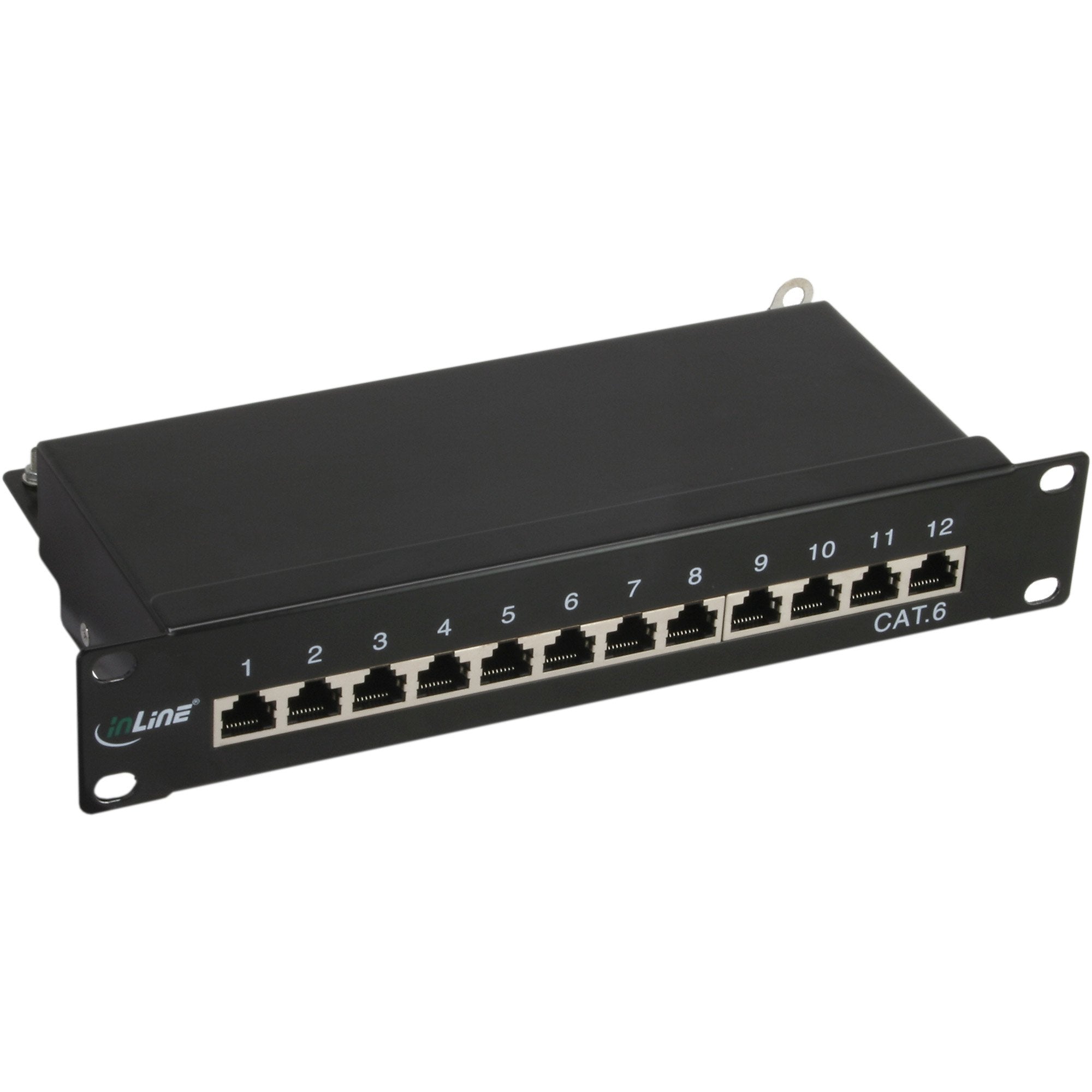 Patch Panel Inline 10" Cat.6 12 Puertos 1u Negro Ral9005