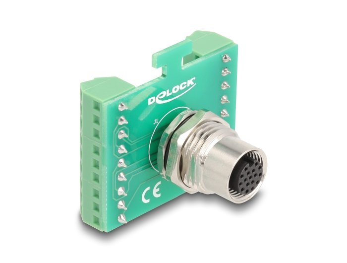 Delock 60660 Adaptador De Módulo De Transferencia M12 Hembra Con Codificación A De 17 Pines A Bloque De Terminales De 18 Pines Para Instalación