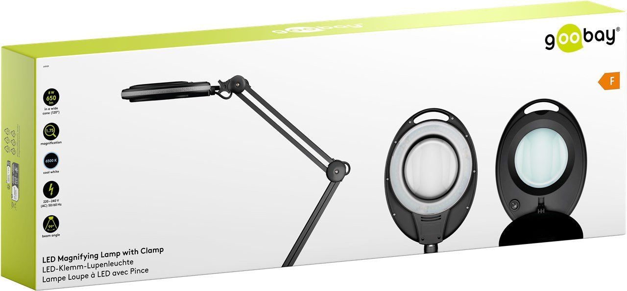 Lupa 8w 650lm 127mm 60led Klemm Negra