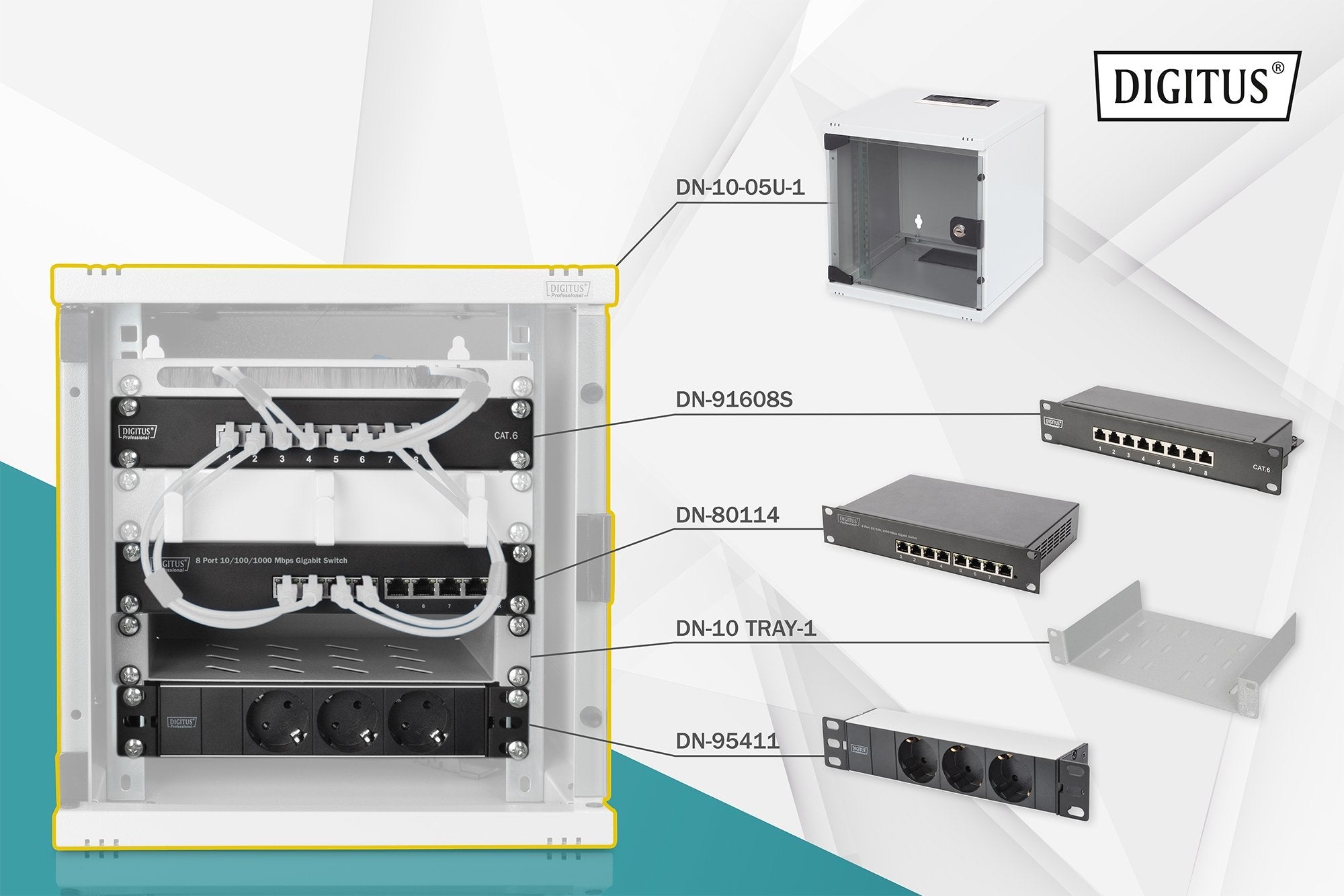 Digitus Dn-10-Set-1 Armario Rack 10" De Pared Blanco 6he, 312 X 300