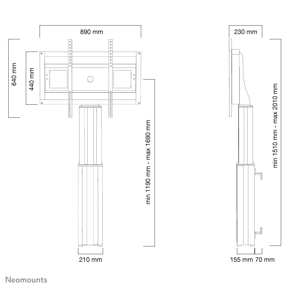 EAN 8717371445881 - Neomounts MOTORIZED RAL9005 SLVR 42-100IN 200X200/1200X600 150KG+BRACKETS 2,54 m (100") Plata imagen 7