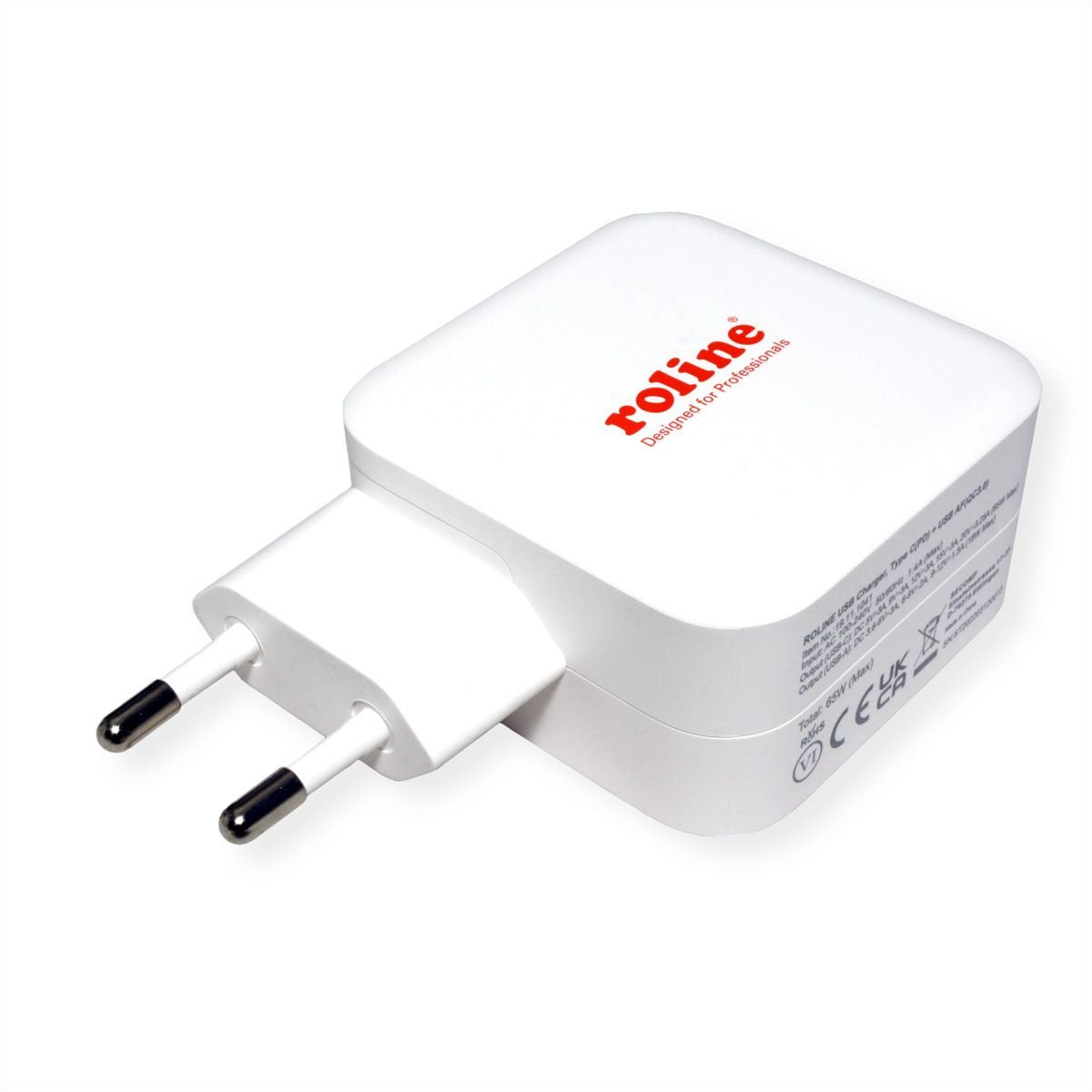 Usb Charger Con Euro-Conector Macho 2 Port (Tipo A Qc3.0 Tipo C Pd) 65w