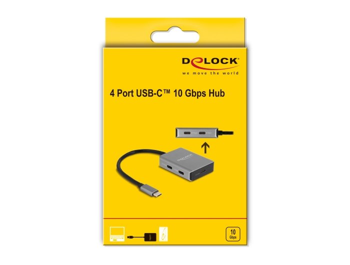 Delock 64249 Usb 10 Gbps Hub Usb Type-C De 4 Puertos Con Conector Usb Type-C