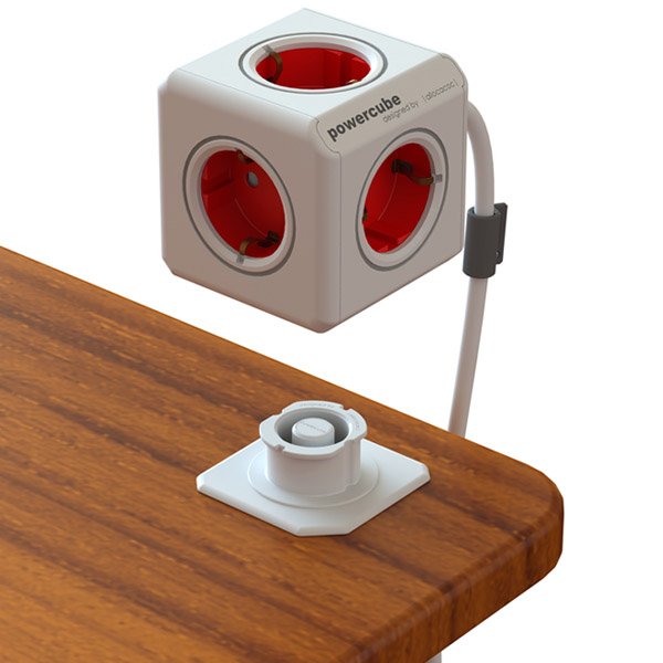 Regleta Powercube Extended 5 Tomas White/Red 1.5m