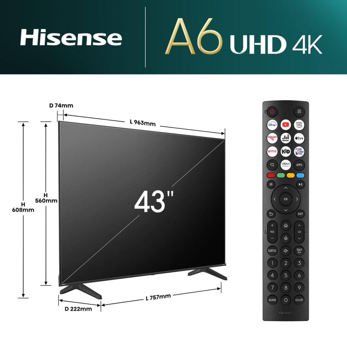 EAN 6942351406121 - Hisense 43A6N 109,2 cm (43") 4K Ultra HD Smart TV Wifi Negro imagen 2