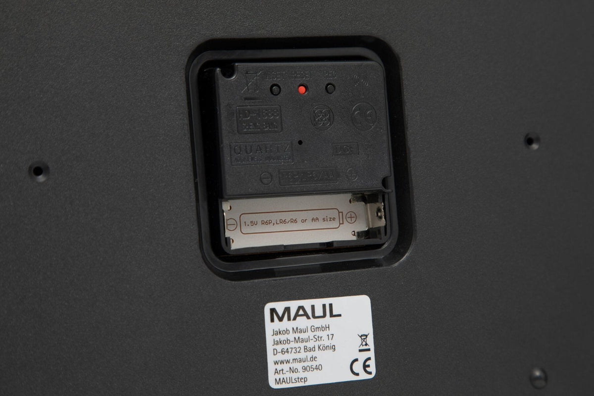 Jakob Maul Gmbh Maul Maulstep, Pared, Quarzuhr, Redondo, Plateado, Blanco, Plástico, Aa