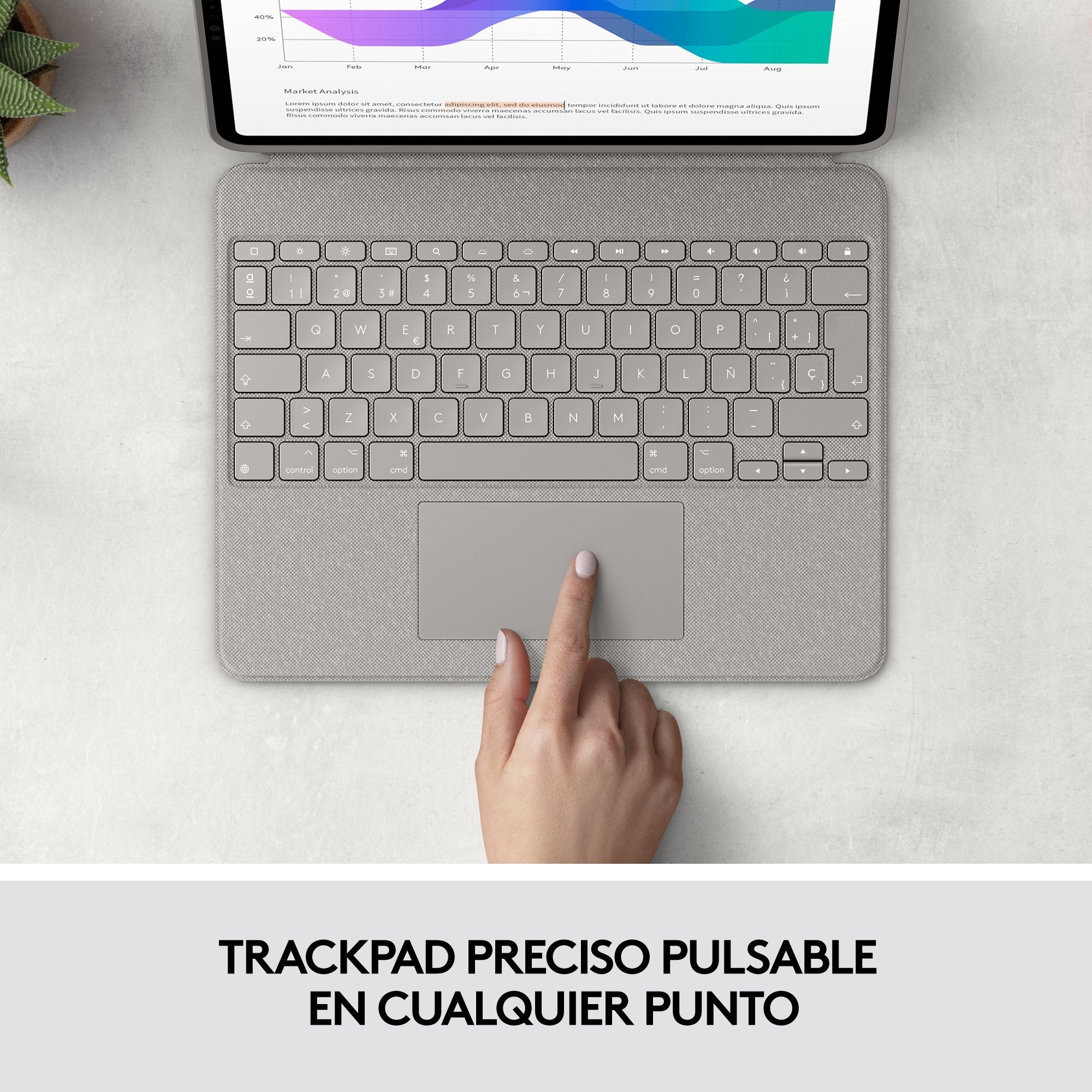 Funda + Teclado Español Logitech Combo Touch Sand Para Ipad Pro 12.9" (5 Gen)