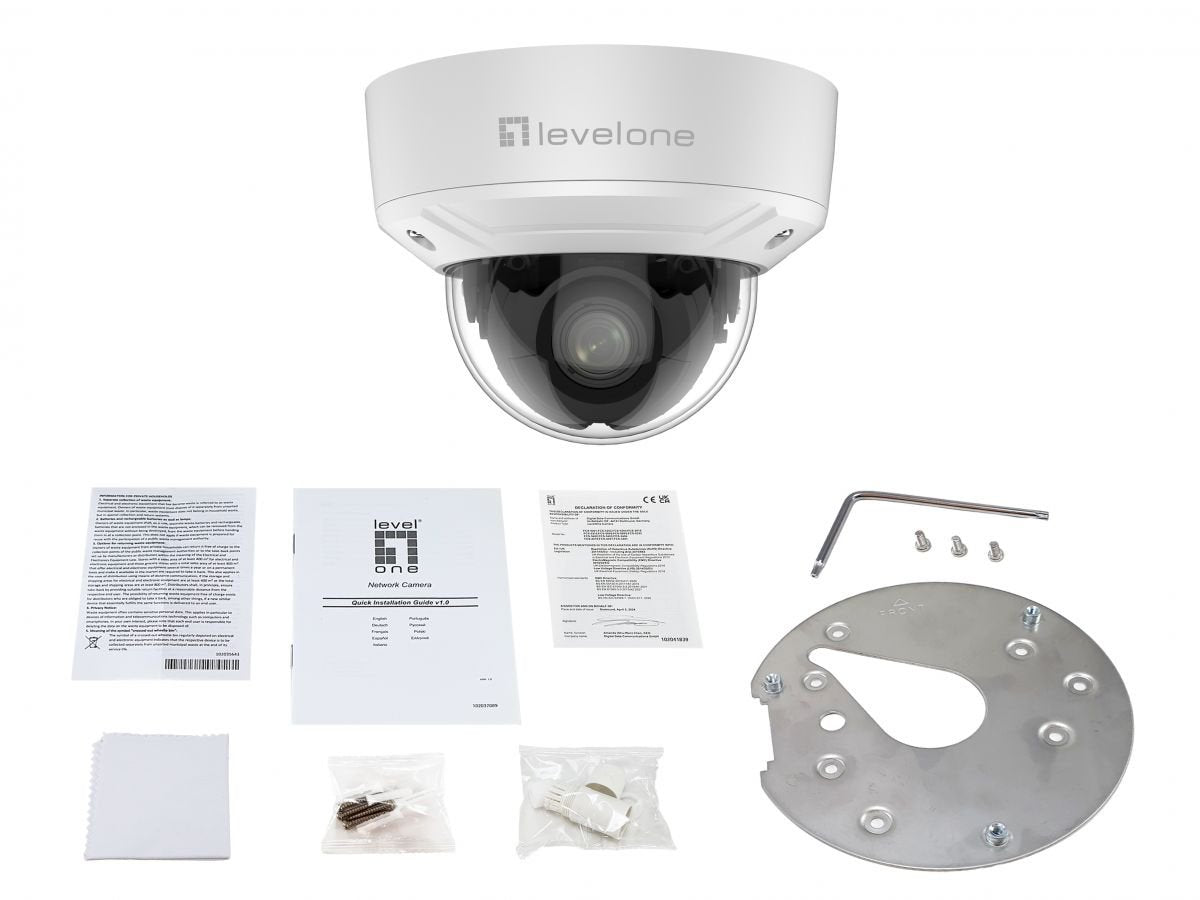 Levelone Ipcam Fcs-3461 Dome Out 2mp H.265 Ir 10w Poe