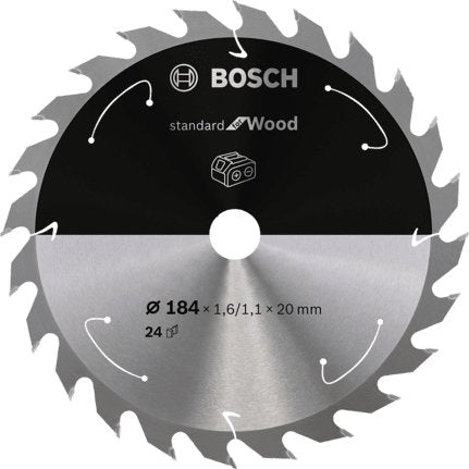 Hoja De Sierra Circular Bosch Professional Standard Para Madera, Ø 184 Mm, Orificio 24z De 20 Mm, Para Sierras Circulares Portátiles A Batería 2608837702