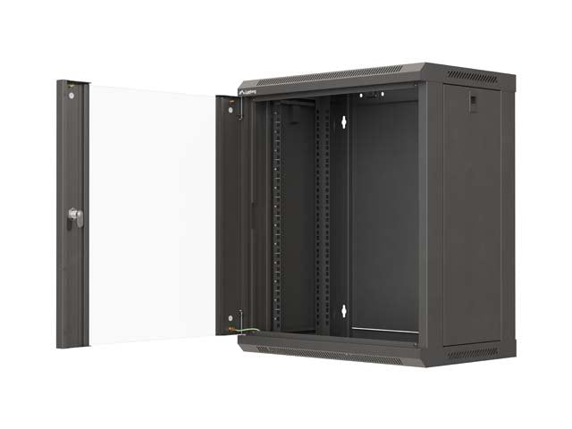 Lanberg Rack Cabinet 19" Wall-Mount 12u 540x350 Flat Pack With Glass Door Black
