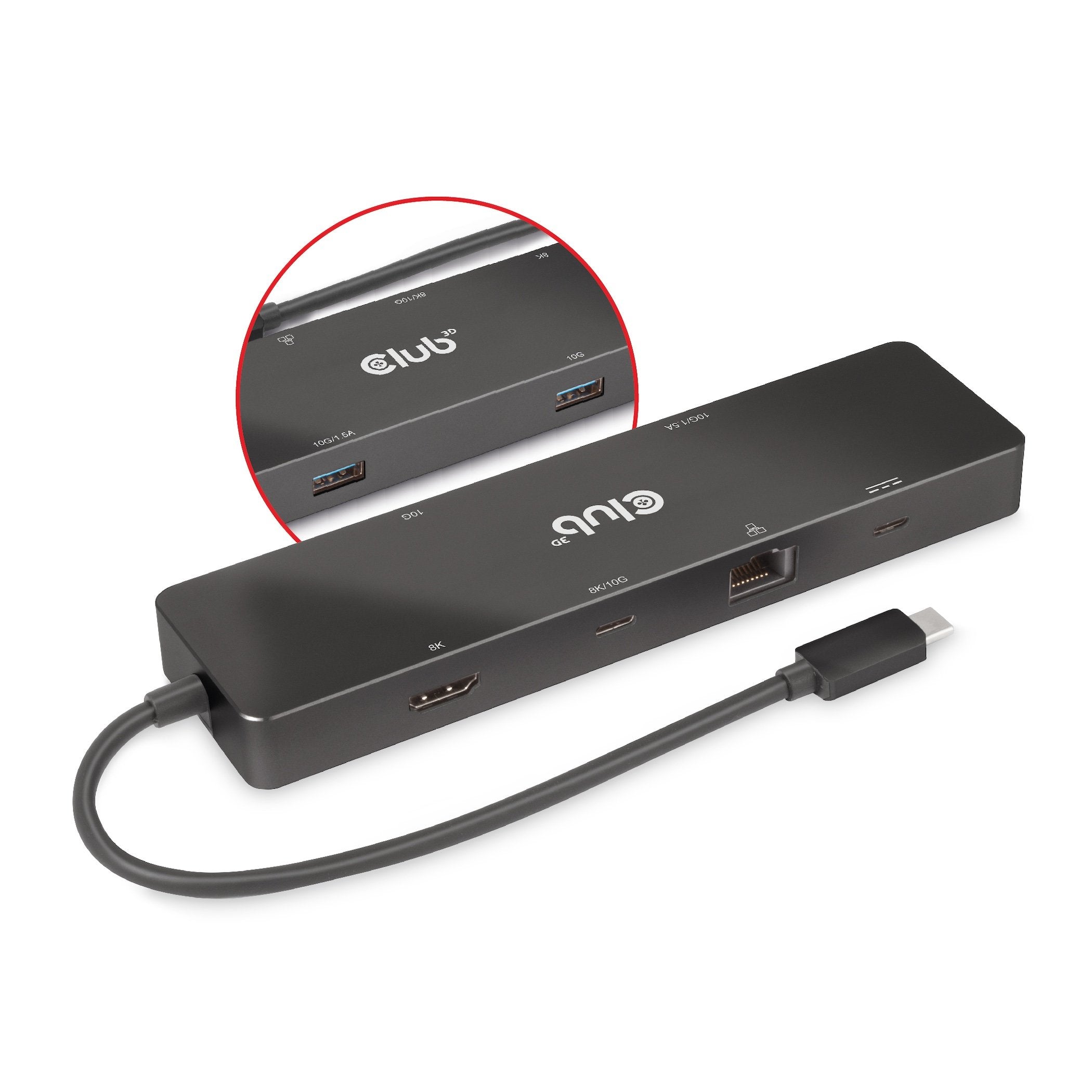 Club3d Usb-C Dock > Hdmi Usb-C 8k 2xusb Usb-C Pd100w Rj45 Retail