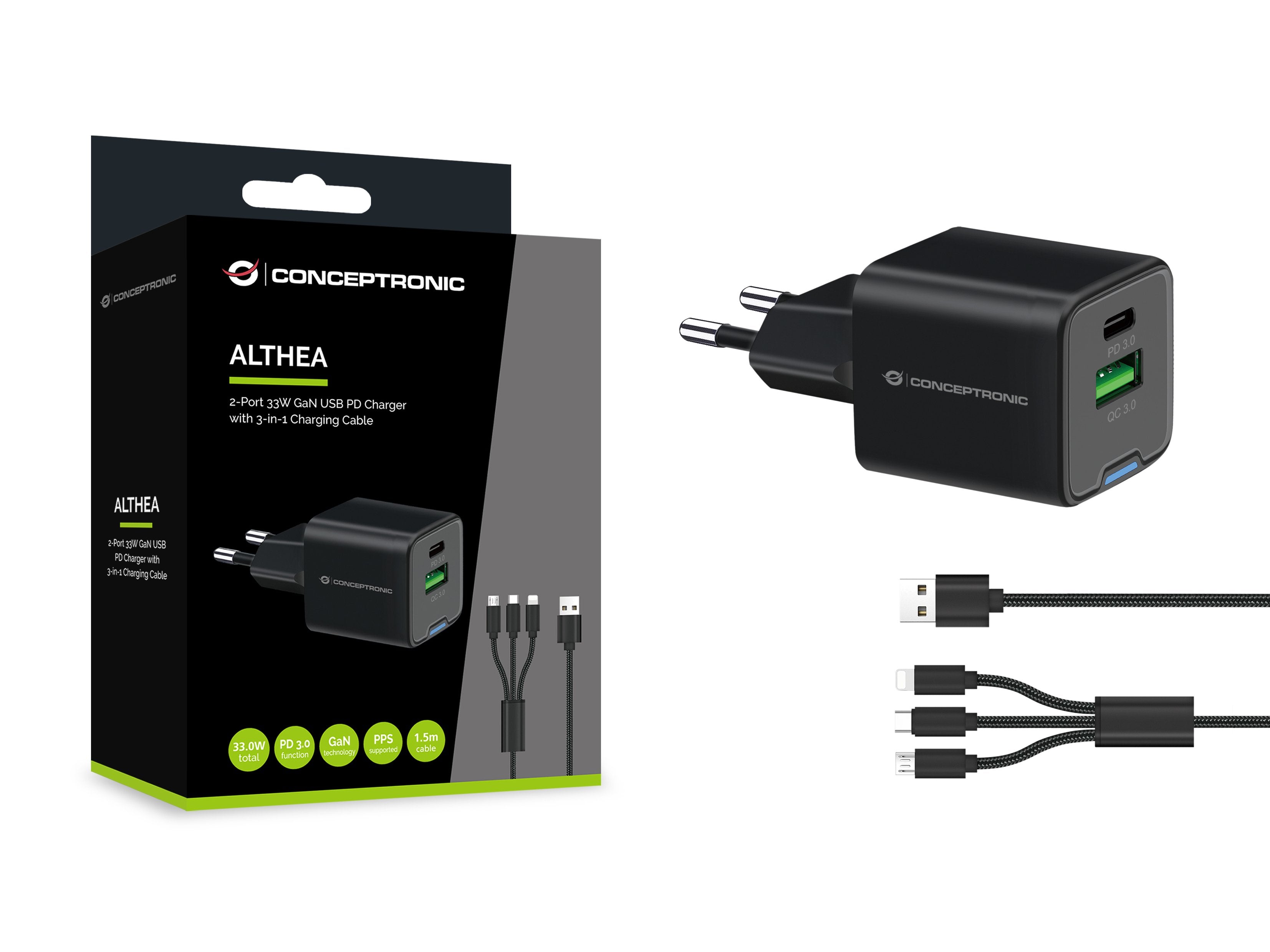 EAN 4015867236499 - Conceptronic ALTHEA16B cargador de dispositivo móvil Universal Negro Corriente alterna Carga rápida Inter imagen 4