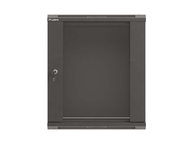 Lanberg Rack Cabinet 19" Wall-Mount 12u 540x350 Flat Pack With Glass Door Black