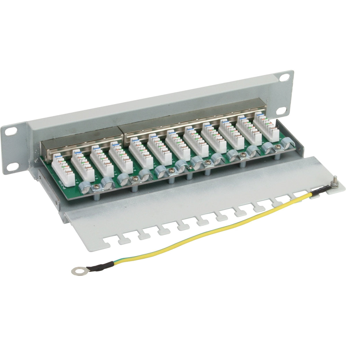 Patch Panel Inline 10" Cat.6 12 Puertos 1u Gris Claro Ral7035
