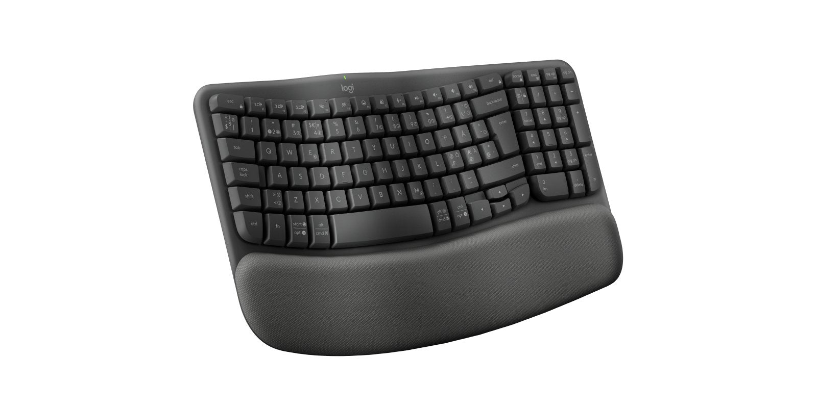 Logitech Wave Keys Keyboard With Cushioned Palm Rest Wireless Azultooth Le Qwerty Graphite (Pan)