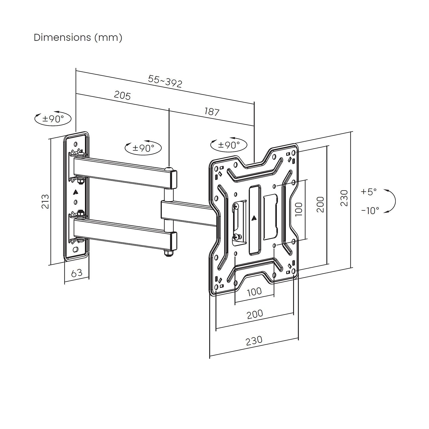 Aisens Soporte Eco Giratorio, Inclinable Para Monitor/Tv 30kg (3 Pivotes) De 23-43, Negro