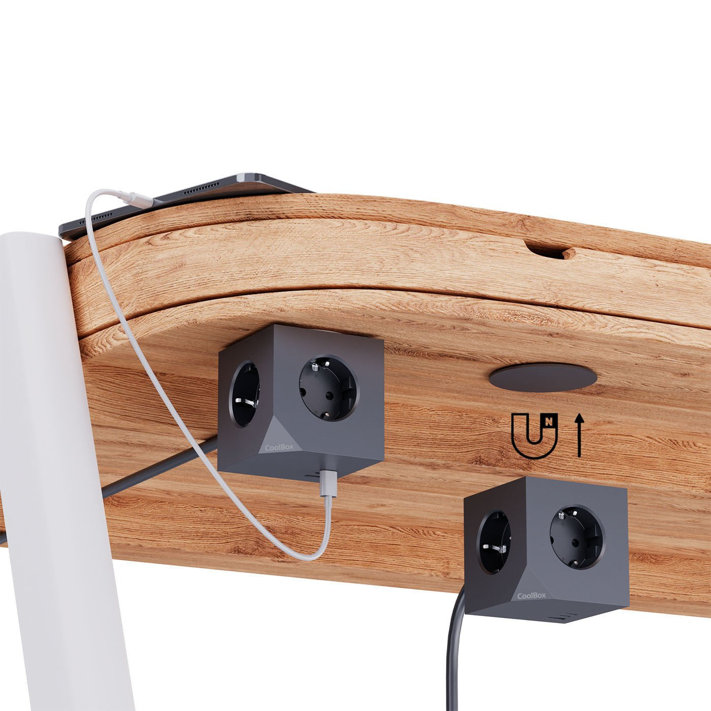 Base 3 Enchufes Cubo Magnetica Con Carga Usb Y Cable Ac Integrado